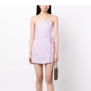 Faithful the brand lilan linen wrap mini dress